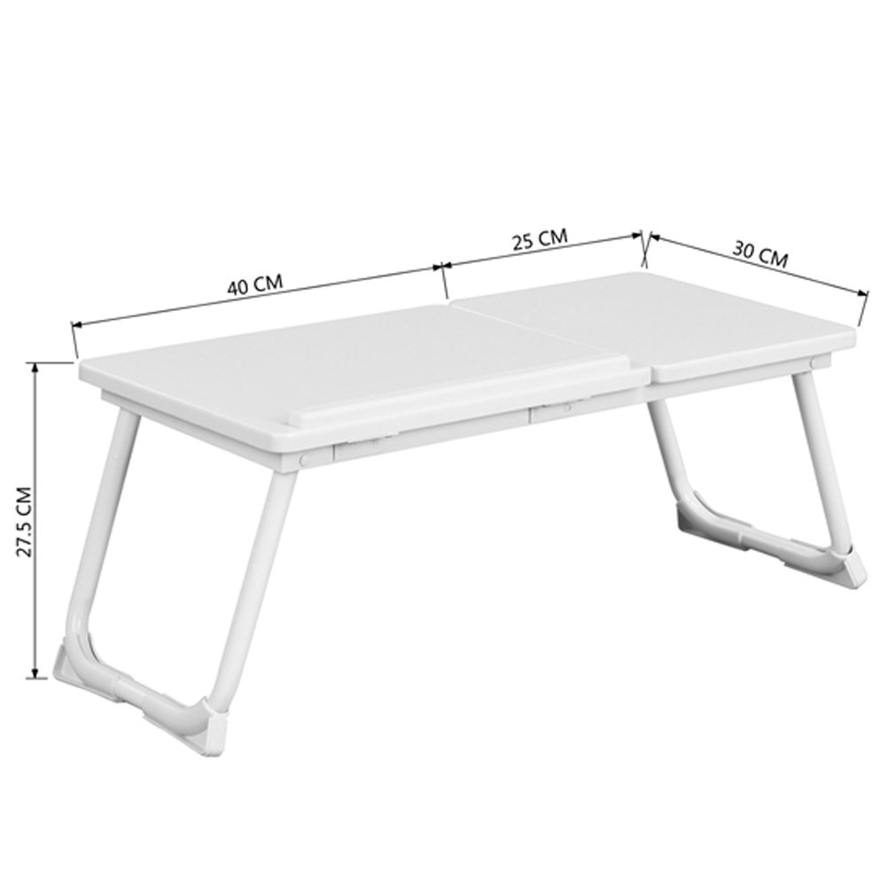 BAKAJI Tavolino Vassoio da Letto Divano per Notebook PC Laptop Pieghevole Leggio 65x30cm, Tavolino Colazione da Letto (Bianco White)