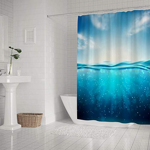 Rideau de douche polyester imperméable bleu ciel pour cabine de bain - 3