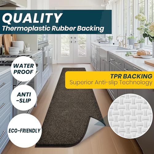 Image of Washable Kitchen Rug 24 inch x 82 inch / 60cm x 210cm, Non Slip Kitchen Mat for Floor, Absorbent Indoor Entryway Runner Rug for Hallway, Laundry, Bathroom, Bedroom (Roll Packing)