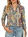 Bellcoco Summer Tops for Women 3/4 Length Sleeve Tops and Blouses Dressy Business Casual Outfits Work Cruise 2026,Floral Blue,XXL