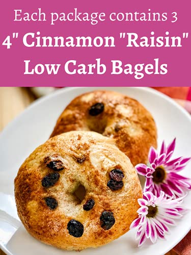 Low Carb Foods Style Boiled Bagels | Cinnamon Raisin Bagels | High Protein |Fresh Baked | 100% All-Natural Ingredients | No Sugar Diabetic Friendly | Maltitol & Artificial Sweetener Free (3 Pack) #TOP2