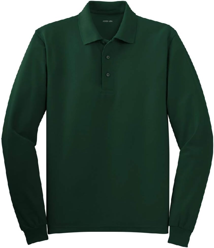 Joe's USA Mens Long Sleeve Polo Shirts in 9 Colors. Regular and Tall Sizes: XS-6XL