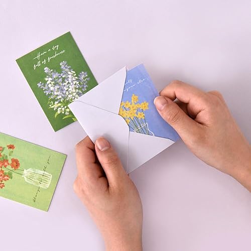 Miniatura 6 de Monolike Tarjeta Día a día, Olivia's Flowers Ver.1 - Mezcla de 36 mini tarjetas individuales, 36 sobres, 36 pegatinas Paquete