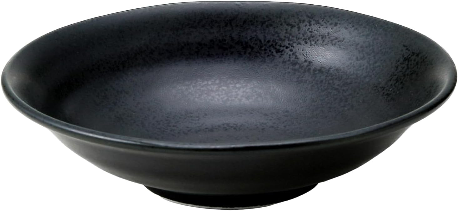 TAMAKI T-877425 Lightweight Black Mat 5.0 Shallow Bowl, Diameter 6.5 x Height 1.7 inches (16.5 x 4.4 cm), Porcelain, Dishwasher Safe, Microwave Safe, Made in Japan