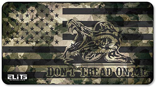 ELITE OUTDOORS MFG Dirty CAMO Gadsden Don't Tread ON ME USA Flag Gun Cleaning MAT 12inch x 22inch. Made in The USA. Free Wallet Bottle Opener Included. , X-Large