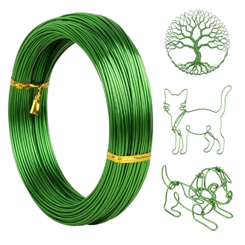 Image of Tenn Well 165ft 18 Gauge Aluminum Craft Wire Green Bendable for Jewelry | Bendable metal wire for sculpting, floral making, wreath making, wire wrapping, Christmas
