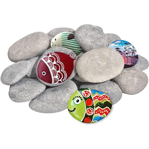 DALTACK 10 Pcs Large Rocks for Painting Natural River Rocks Flat River Rocks 2-3 Inches Stones for Arts & Crafting