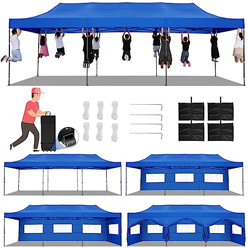 Tooluck 10X30 Pop Up Heavy Duty Canopy Tent With 8 Sidewalls Easy Up Heavy Duty Tent Waterproof Wedding Party Tent Canopy Outdoor Tents For Parties Commercial Gazebo With Roller Bag(Frame Thickened) #TOP5