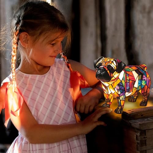 TZQFROCE Corgi Lampe und Mops Lampe Niedliche Vintage-Tischlampe Haustier Dekolampe 3D Tischlampe Wohndekor füt Schlafzimmerbeleuchtung für Katzen & Hundeliebhaber