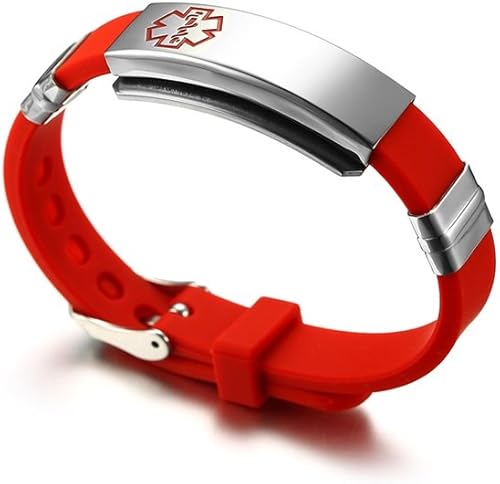 Miniatura 4 de Hisatan Pulseras de identificación de alerta médica personalizadas para hombres y mujeres, grabado gratuito, unisex, ajustable, de silicona de