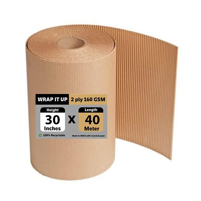 Image of WRAP IT UP Brown Corrugated Roll, 2 Ply, 160 /120 GSM, for Packaging (30 Inch * 40 Meter)
