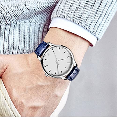 Image of Moran Genuine Leather Band Alligator and Cowhide Replacement Deployment Buckle Watch strap18mm to 24mm Crocodile Leather Strap for Men's and Women's