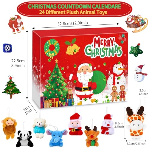 Chennyfun-Calendrier-de-lAvent-de-Noel-2024-Compte-a-Rebours-Noel-avec-24-Peluche-Mignonnes-Decorations-De-Noel-Cadeaux-dAnniversaire-De-Noel-Surprises-Pour-Garcons-Et-Filles Calendrier de l'Avent de Noël 2024 - 24 Surprises douces et magiques pour les enfants – Image 4