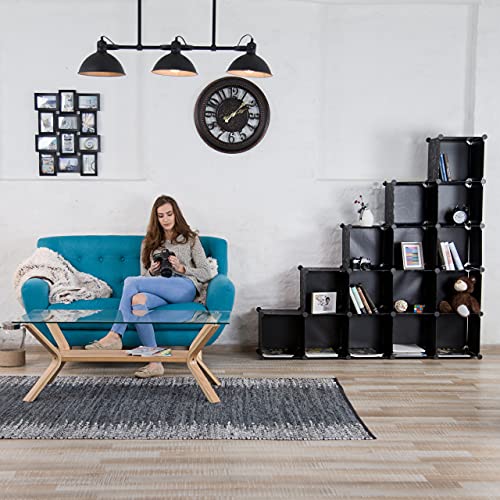 Relaxdays-1002195946-Scaffale-Componibile-in-Plastica-Divisorio-Ambienti-Cubi-a-Incastro-15-Scomparti-Nero