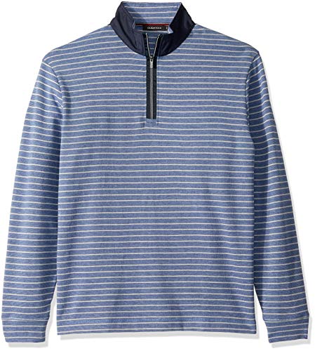 Bugatchi Men's Long Sleeve 1/4 Zip Pullover Sweatshirt, Cobalt, Medium