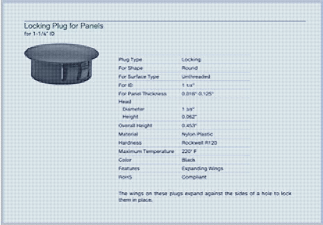 Image of Top Secret 1 1 /4 inch or 1.25 inch Hole Plug 1-1 /4 inch ID Hole Knockout Locking Plugs for Panels - Nylon Plastic 1.25 Inch ID Round 1-3 /8 inch Head Diameter - for Panel Thickness .016 inch - .125 inch (1)