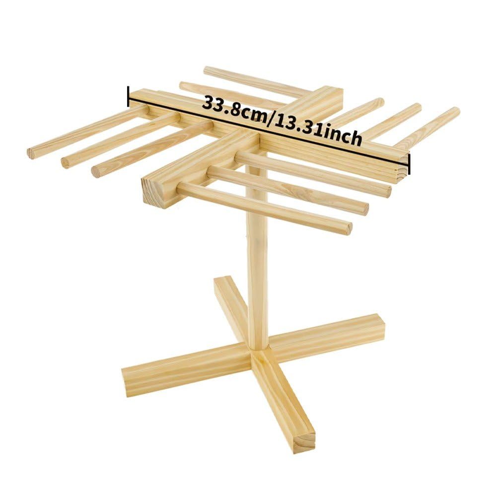 Stojak do suszenia makaronu, drewniany wieszak na suszarkę do makaronu, stojak do suszenia makaronu spaghetti wiszący stojak z 12 drążkami, składany dla łatwego przechowywania