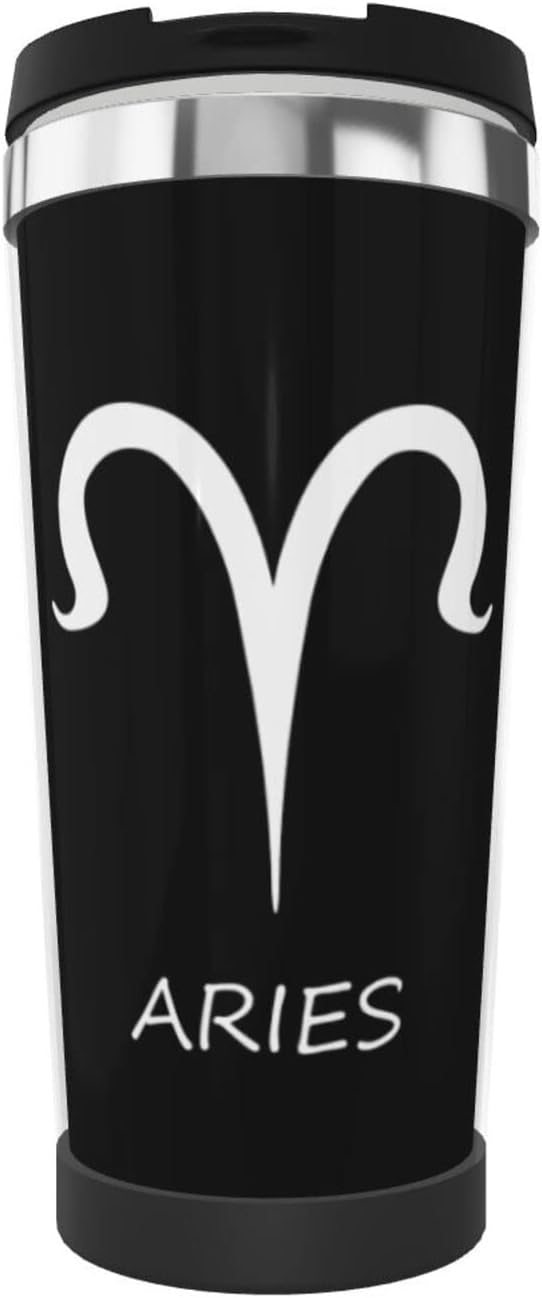 Aries Sign Coffee Travel Mug Stainless Steel Straw Travel Tumbler Vacuum Insulated Keep Cold