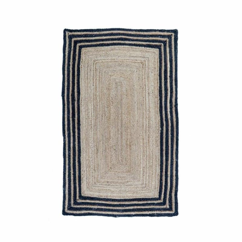Alfombra de Yute Hecha a Mano, Rectangular, con Borde Negro, diseño único, respetuosa con el Medio Ambiente – (2x3 pies Cuadrados)