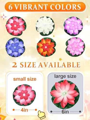 Image of CAVY LED Lotus Floating Diya Candles for Pool Pond, Glass Bowl | Water Sensor Waterproof LED Battery Operated Smokeless Candles for Home Decoration, Diwali Decoration, Indoor & Outdoor (Pack of 6)