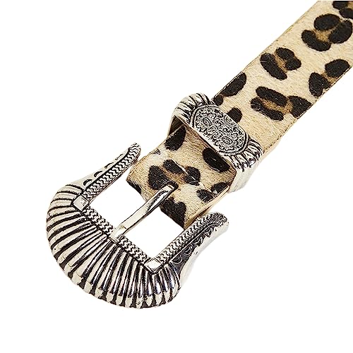 Ladies' 2.5cm wide belt, retro carved leopard print fashionable dopamine western waist buckle belt3