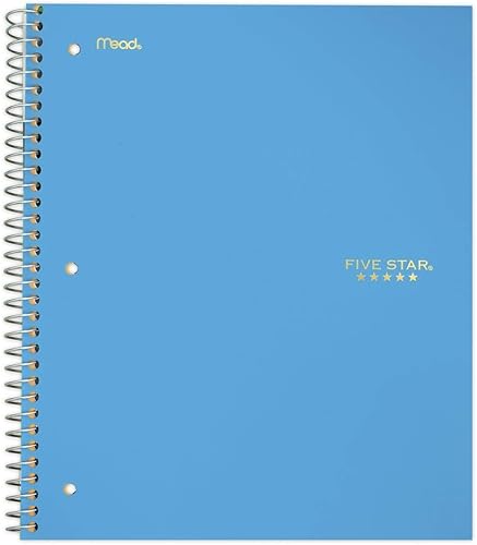 Five Star Carnet à spirales, 1 sujet, papier ligné universitaire, 100 feuilles, 