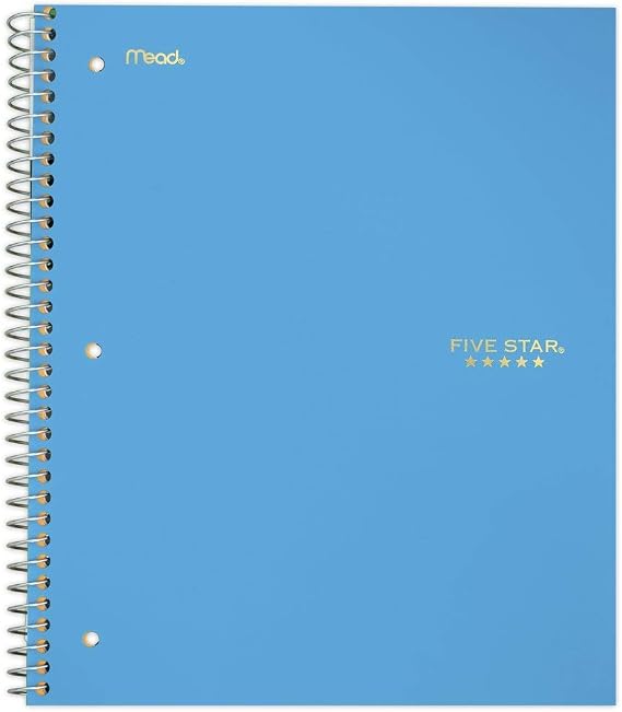 Five Star Spiral Notebook, 1 Subject, College Ruled Paper, 100 Sheets, 11 x 8-1/2, Teal (72051)
