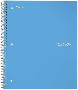 Five Star Spiral Notebook, 1 Subject, College Ruled Paper, 100 Sheets, 11 x 8-1/2, Teal (72051)