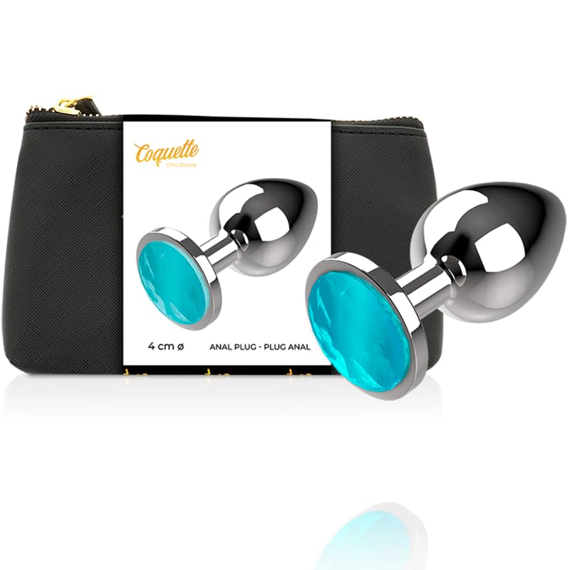 Anal plug en metal bleu Coquette Chic Desire L pour pimenter les soirées romantiques