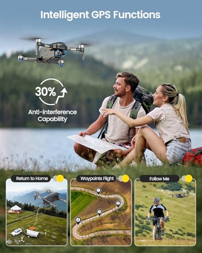 Holy Stone HS600 2-Axis Gimbal Drones with 4K EIS Camera for Adults, Integrated Remote ID, 2 Batteries 56-Min Flight Time, 10000 FT Range Transmission, GPS Drone with Brushless Motors, 4K/30FPS