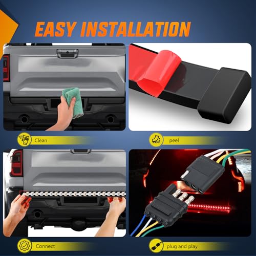 Nilight Truck Tailgate Light Strip 60Inch Arrow 540 LED with Red Running Brake Lights Amber Turn Signals Strobe Lights by Nilight - Image 5