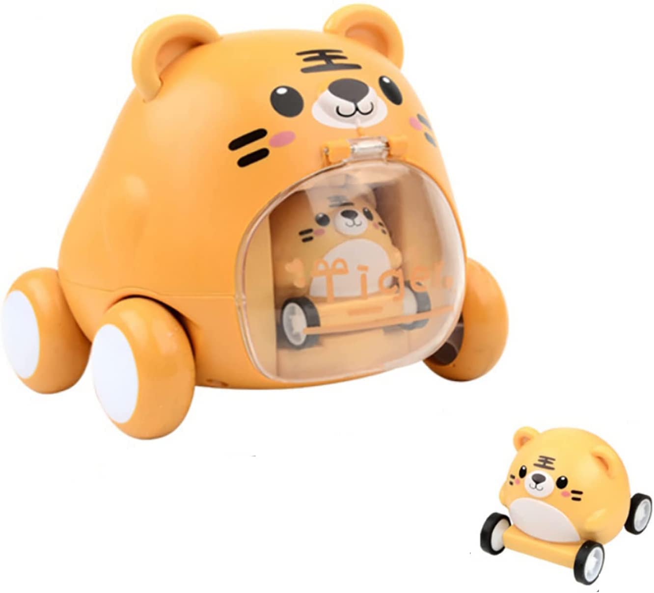Coolbaby Children's Catapult Car Boys And Girls Toys Educational Toy Cartoon Cute Inertia Car Tiger Animals For Ages 3 And Up Gifts Little Tiger, Wstt605
