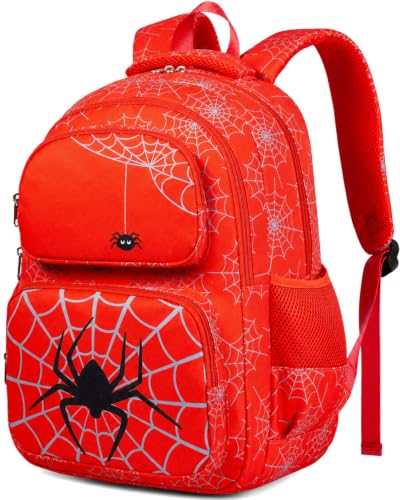 AUIVTY Mochila escolar para meninos e meninas, adolescentes, mochila escolar, ensino fundamental, médio, adolescentes, vermelho-aranha