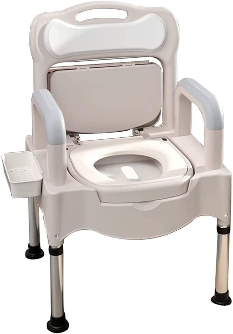 Gthtuhfd 1 Height Adjustable Bedside Commode - Portable Toilet Chair For Seniors And Disabled - Home Use Potty Aid