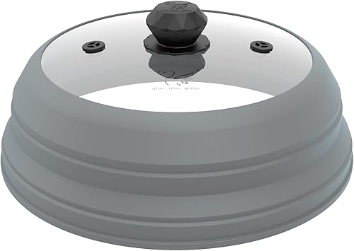 Cubierta de vidrio ventilado para microondas, tapa protectora de salpicaduras con silicona plegable para alimentos como cubierta de placa de 10.5