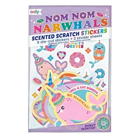 OOLY, Nom Nom Narwhals Scented Stickers - 2 Sticker Sheets + 8 Jumbo Stickers Cover