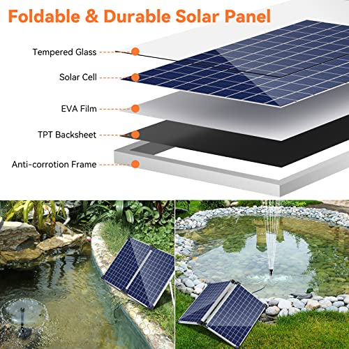 Image of POPOSOAP Solar Fountain Pump Outdoor, 35W Solar Powered Water Pond Pump with 480GPH Adjustable Flow Rate for Garden Pond Fish Waterfall Hydroponics Pool