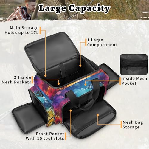 Anti-Scratch Duffle Bag for Travel 25x17.7x11.2 Inch - Waterproof Duffel Bag for Camping Fitness, Durable EMS Gear for First Responders Beach Palm Tree4