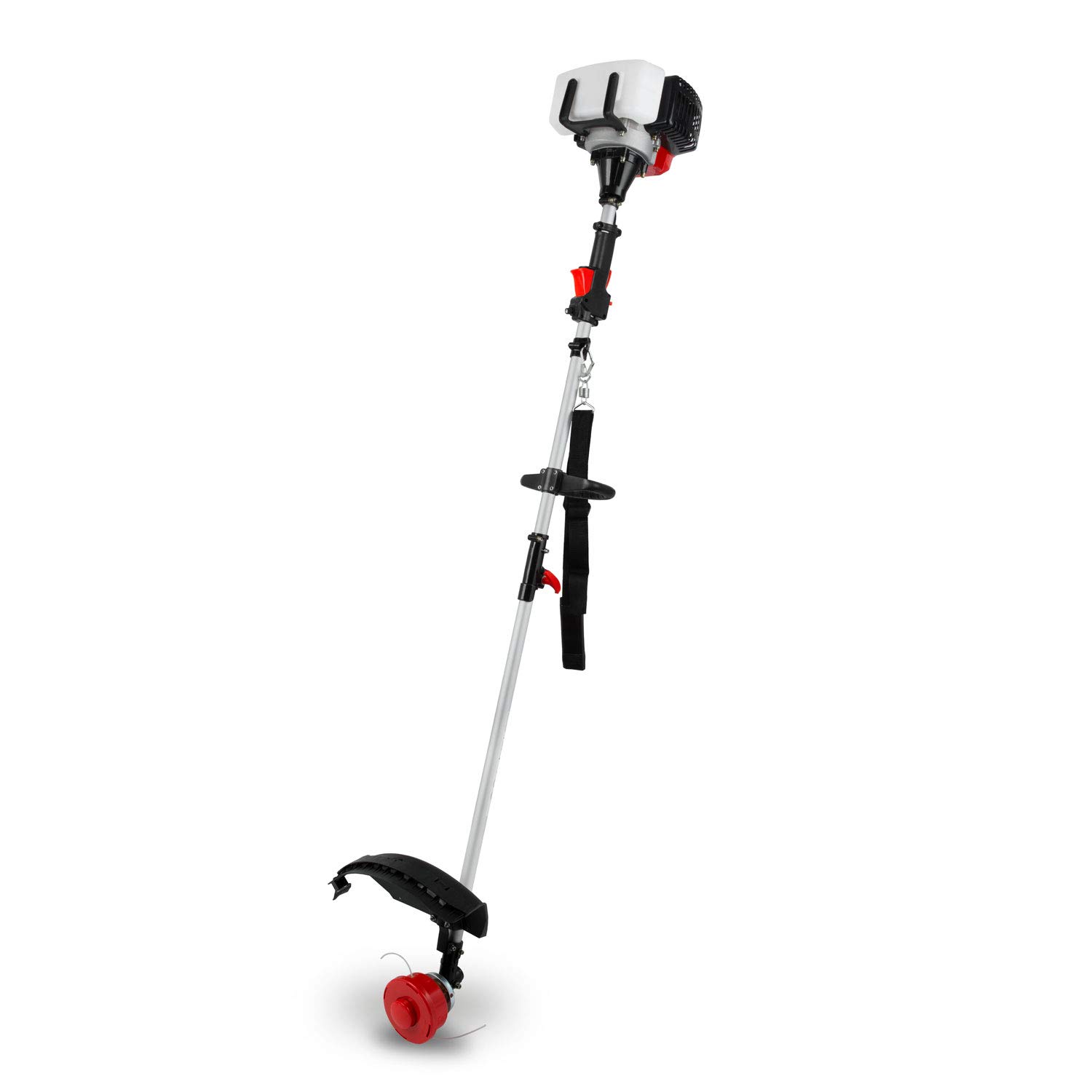 EBERTH Motorsense Freischneider Rasentrimmer Multitool 4in1 Benzin, Tragegurt Inkl., 3PS, 52ccm Hubraum, 2-Takt Motor, Fadenkopf mit Tippautomatik, Dickichtmesser, Heckenschere, Astsäge, Seilzugstart