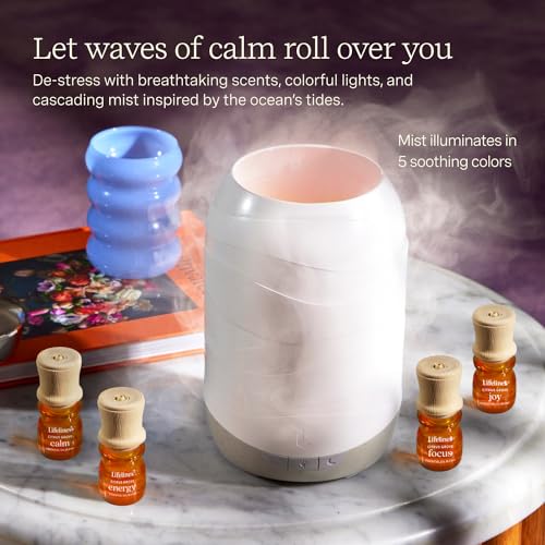 Lifelines 200 ML Waves Ultrasonic Diffuser with Cascading Mist + Citrus Grove 4-Pack - 100% Pure Essential Oils & Sustainably Sources Botanicals - Natural - 7.5 ML Bottles - Image 6