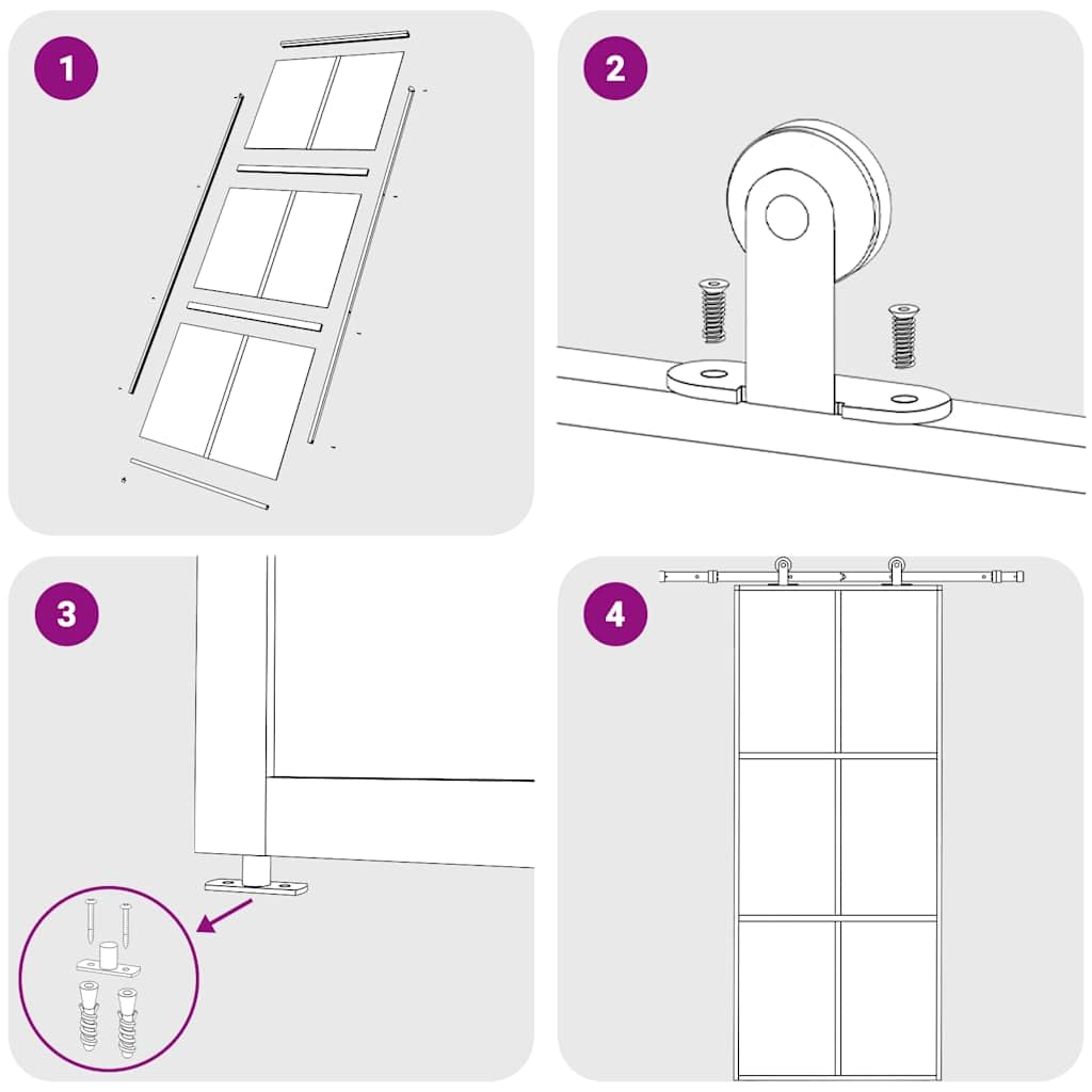 vidaXL Schiebetür mit Soft-Stop-Funktion Glasschiebetür Glastür Glas Schiebe Tür Schiebetürsystem ESG-Glas Aluminium 90x205cm Schwarz