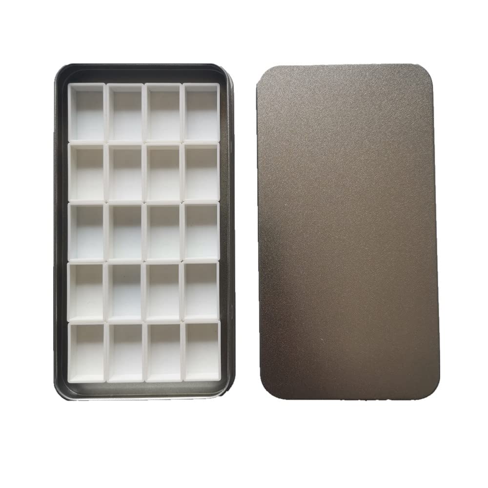 Empty Watercolor Tin Palette Metal Empty Paint Case Containing 20 Pcs Plastic Full Pans with Magnetic Stripes on The Bottom