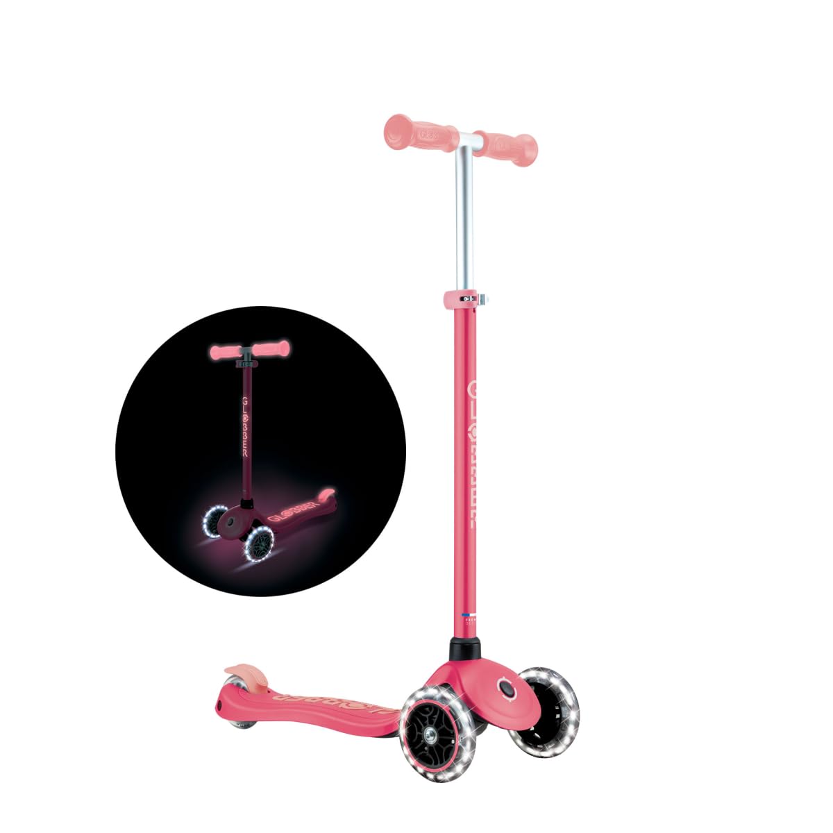 Globber - Primo Plus Glow Lights - Trottinette 3 Roues Lumineuse et Fluorescente, dès 3 Ans