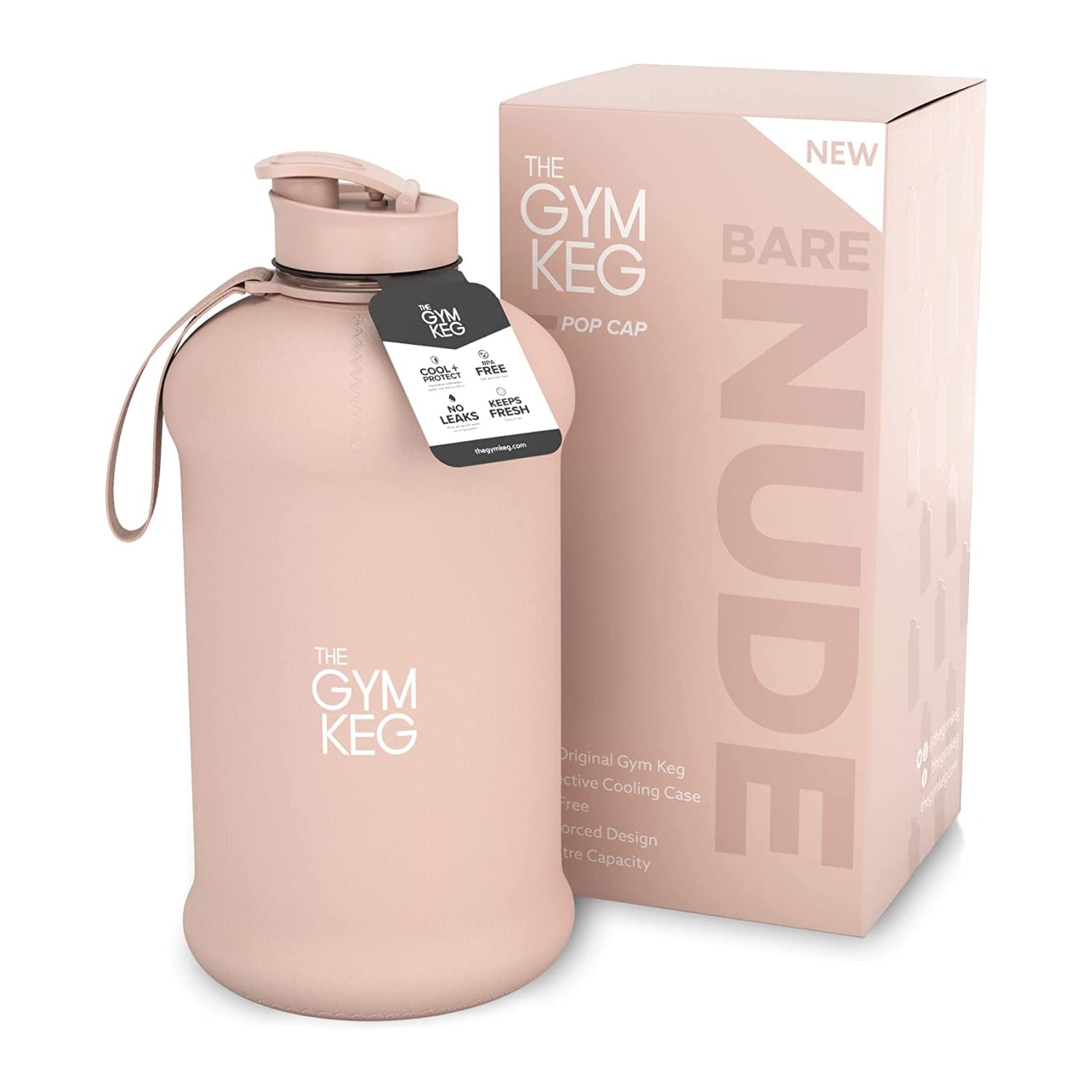The Gym Keg Official Sports 2L Water Bottle (2.2 L) Insulated Sleeve | Carry Handle | Fitness, Exercise, Large Gym 2 litre Water Bottle | Ecofriendly, BPA Free, 40% Thicker Plastic
