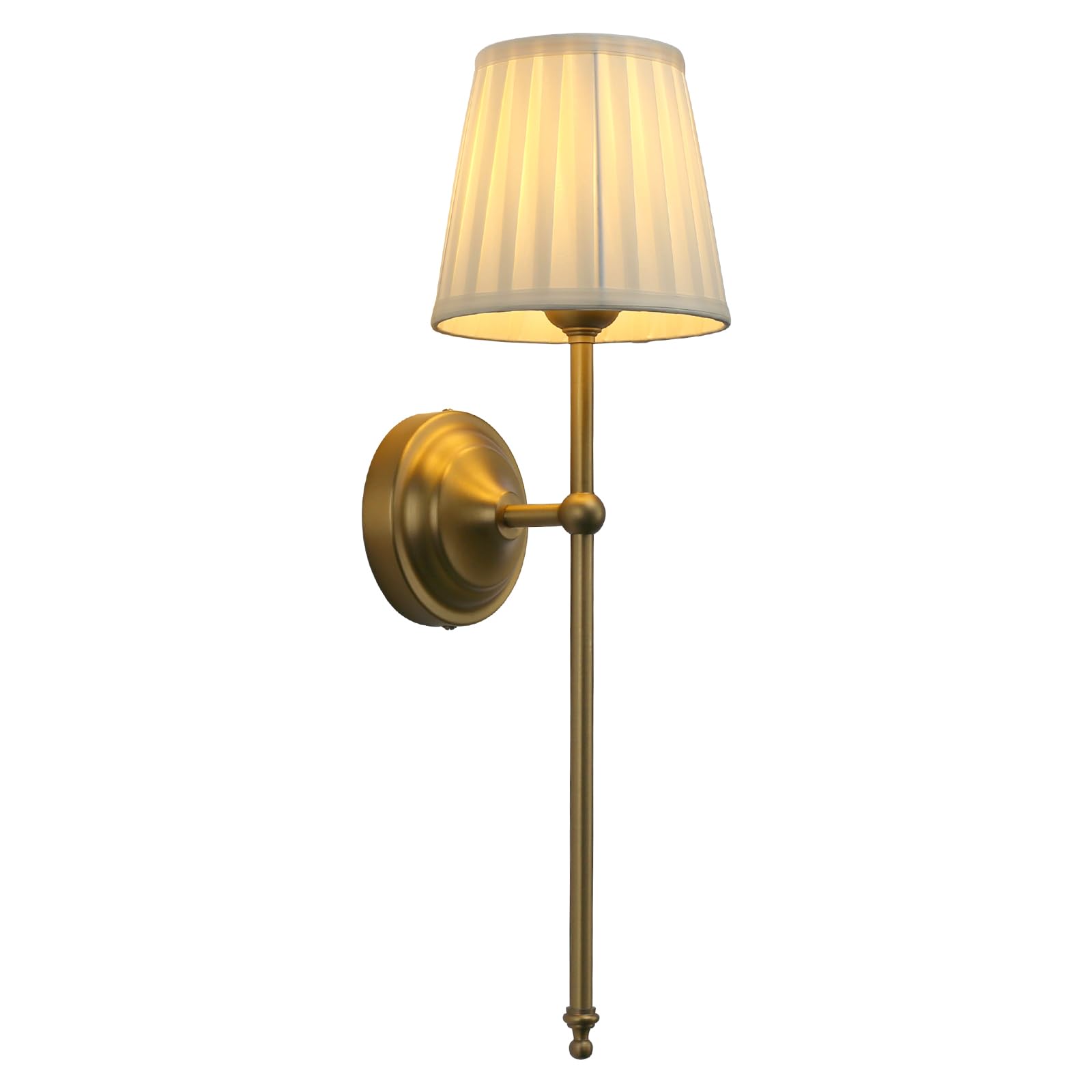 JIMUBEAM Antique Finish Wall Light Sconce Fixture with Pleated Beige Fabric Shade, Vintage Indoor 1-Light Wall Mounted Lamp for Hallway Bedroom Bedside Nightstand Light