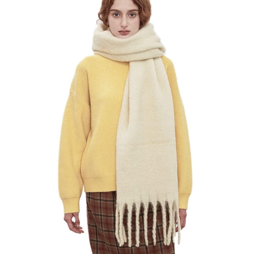 Barley Direct Large Chunky Scarf Oversized Fluffy Scarves Blanket Big Wool Thick Winter Warm(Cream)