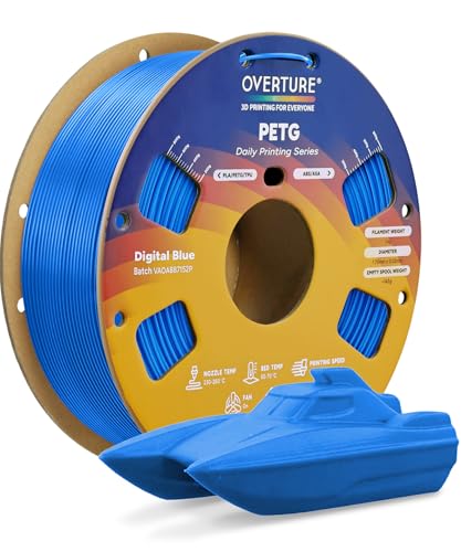 Image of OVERTURE PETG Filament 1.75mm, High Speed 3D Printer Filament, Neatly Wound & Clog-Free, 1kg Spool (2.2lbs) Rapid PETG, Dimensional Accuracy + /- 0.02mm, Fit Most FDM Printers (Digital Blue)