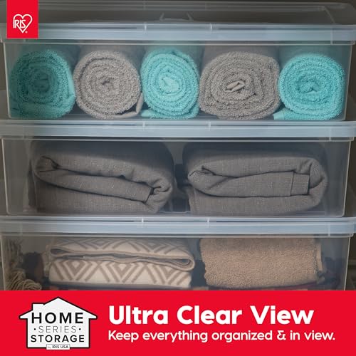 Image of IRIS USA 10-Pack Storage Bins with Lids, 28 Quart, Shoe Boxes Clear Stackable Containers Organize Shoes Closet Shelves, Classroom Organization Teacher Tools, Game Storage - BPA-Free Plastic