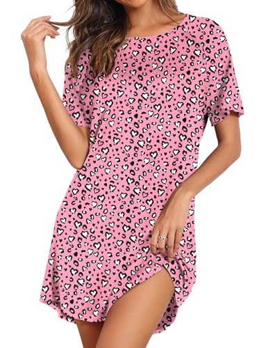 Image of Ekouaer Sleep Shirts for Women Short Sleeve Night Shirts for Sleeping Pullover Nightgown Soft Nightdress S-XXXL