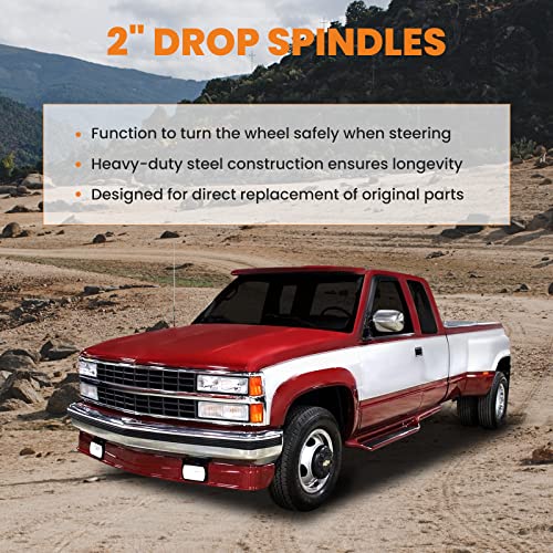 maXpeedingrods 2” Front Drop Spindle Lowering Kit for Chevy Silverado/GMC Sierra C1500 C2500 1988-1998, for Chevy Suburban C1500 C2500 1992-1999 w/ 1.25" Rotors - Image 5